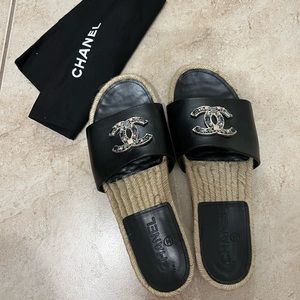 Chanel Gripoix CC Open Toe Espadrille